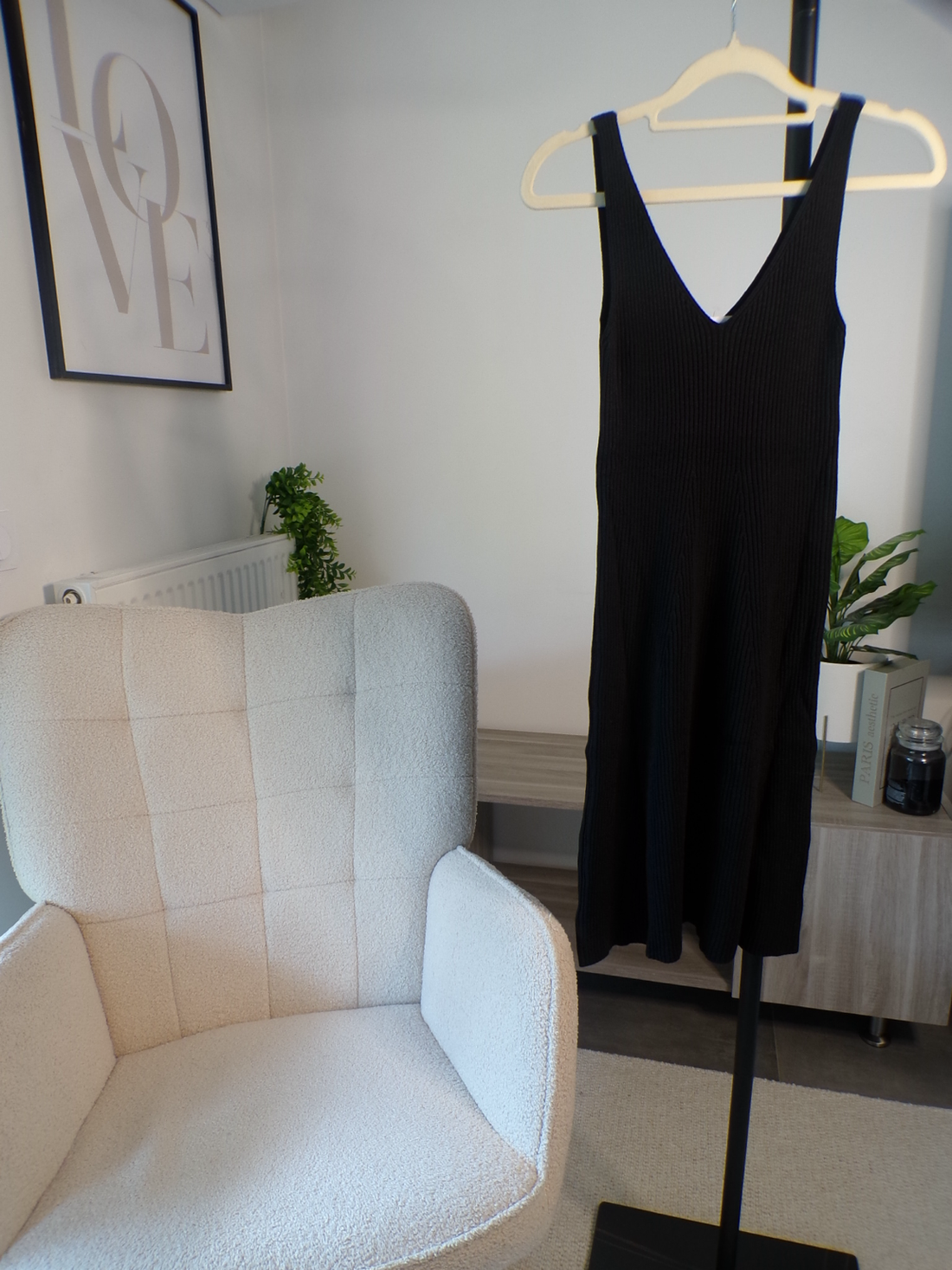 Robe maille fine côtelée - noire