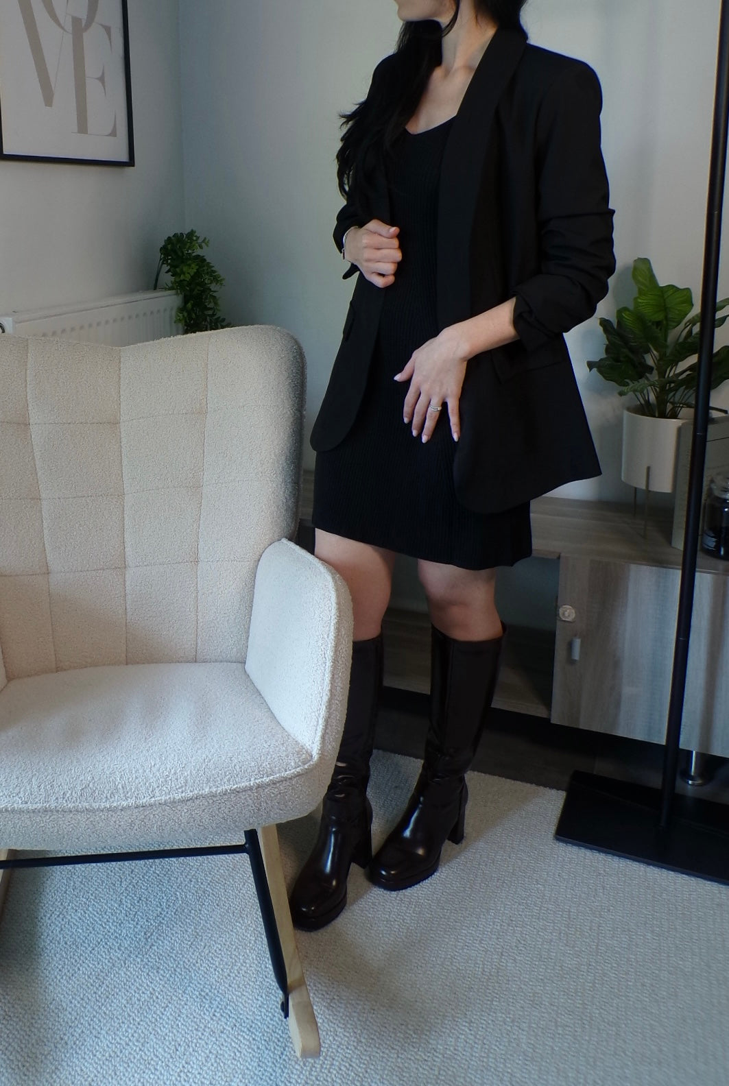 Robe maille fine côtelée - noire
