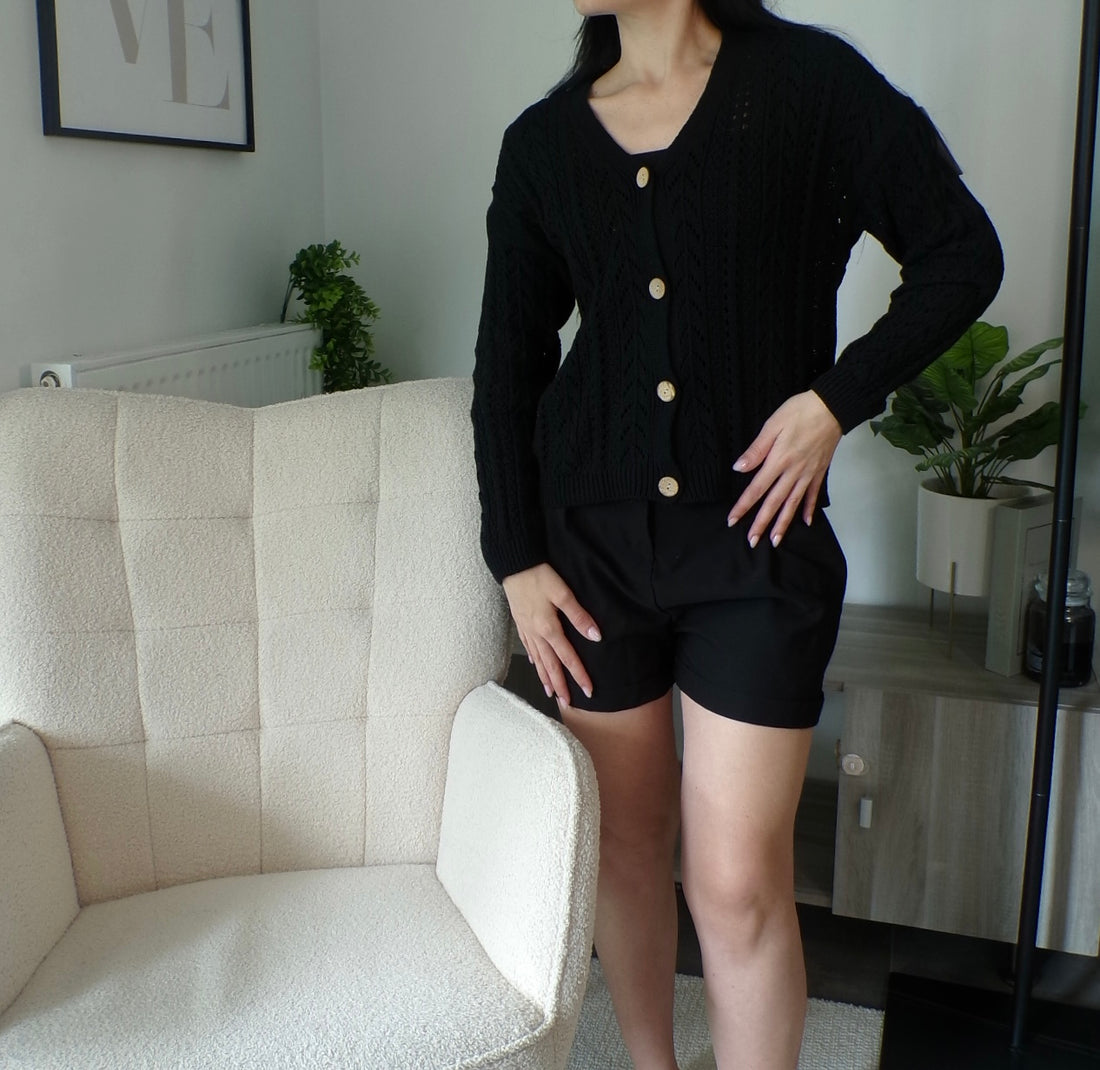 Gilet en maille torsadée noir