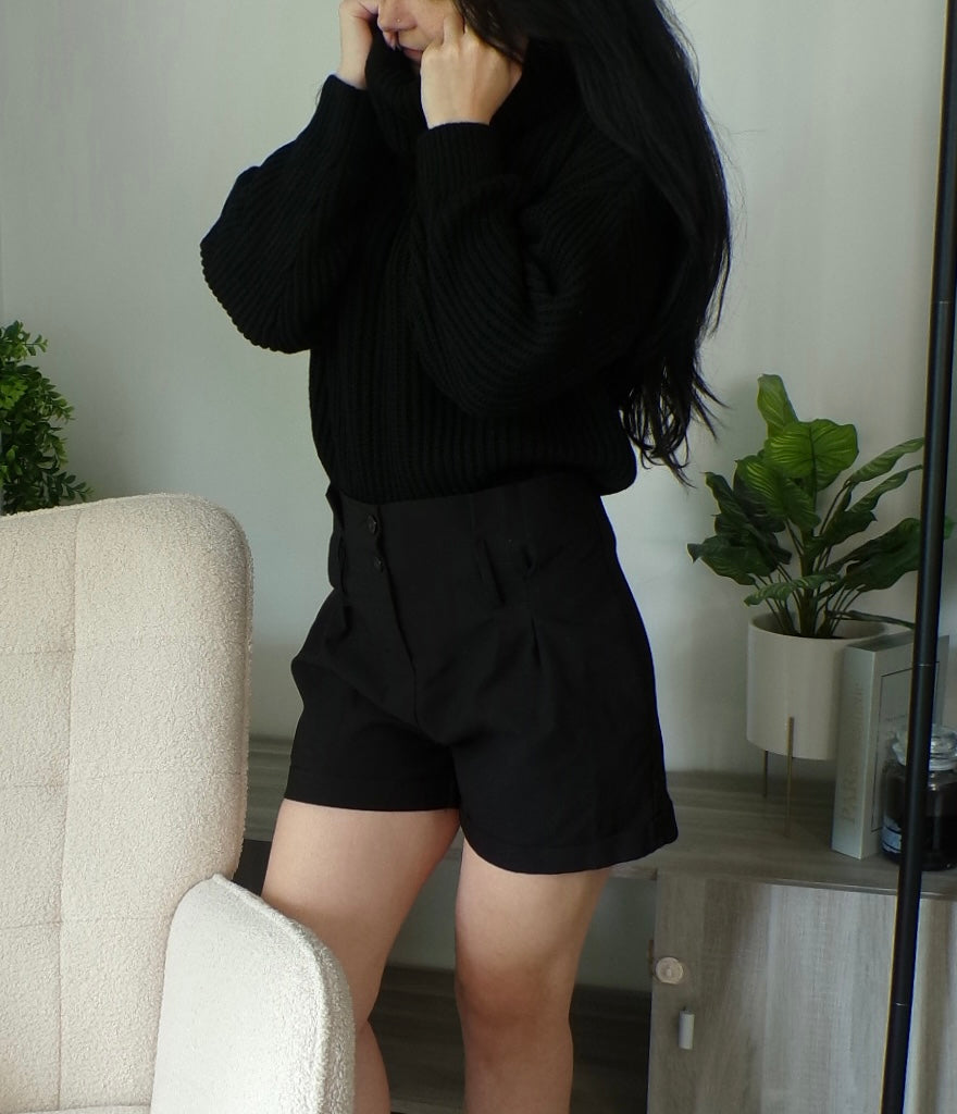 Pull col roulé noir