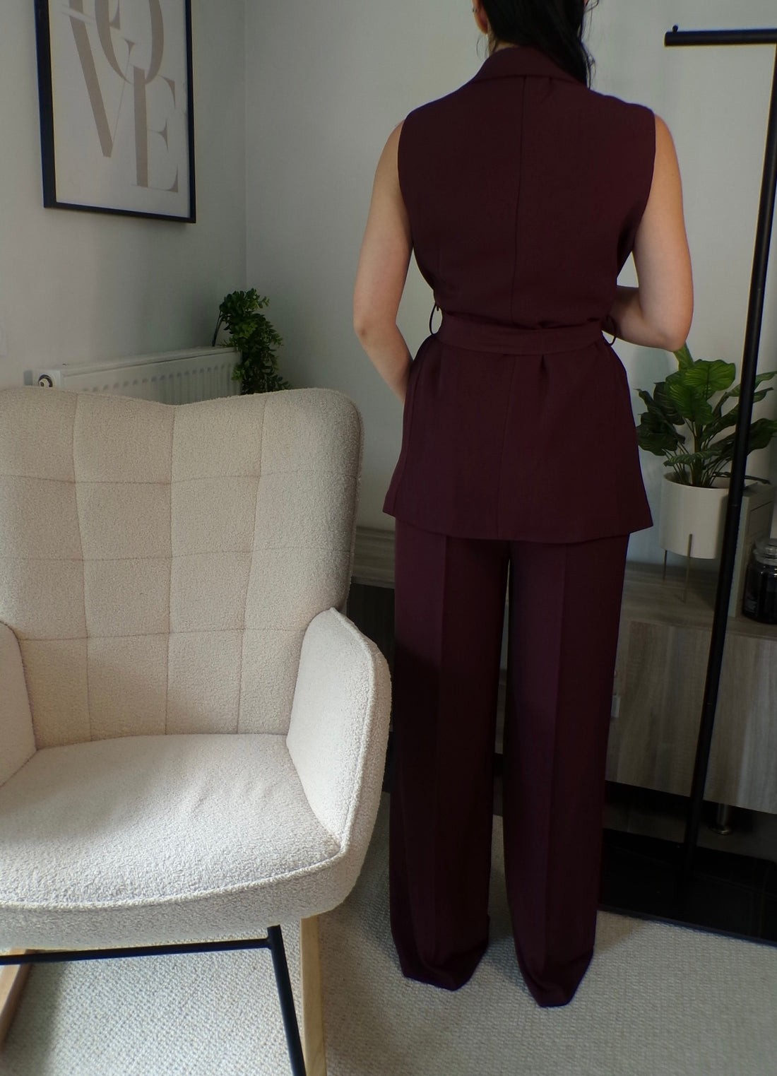 Ensemble élégant gilet sans manches & pantalon large
