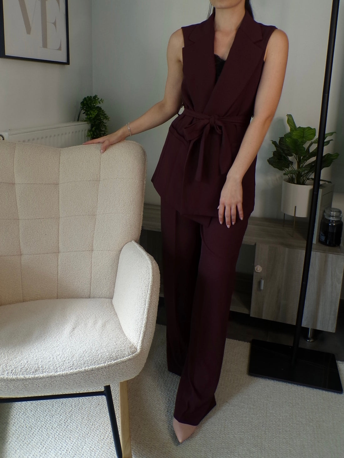 Ensemble élégant gilet sans manches & pantalon large