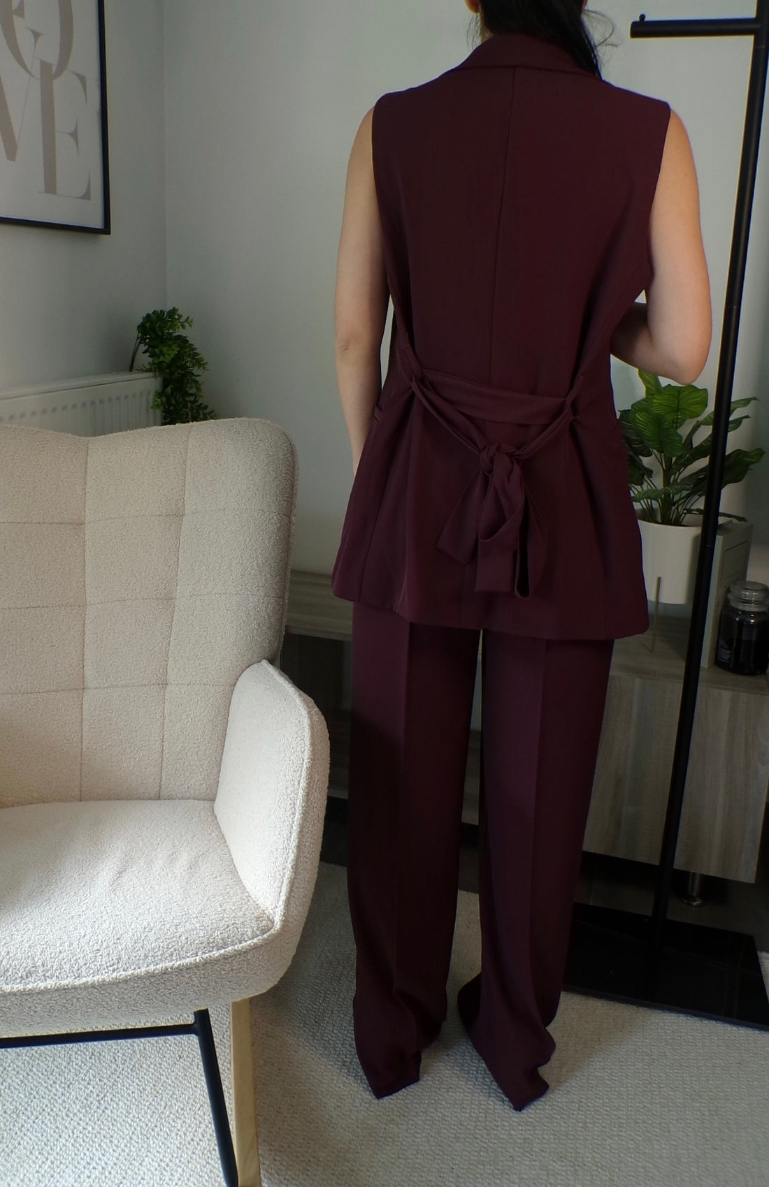Ensemble élégant gilet sans manches & pantalon large