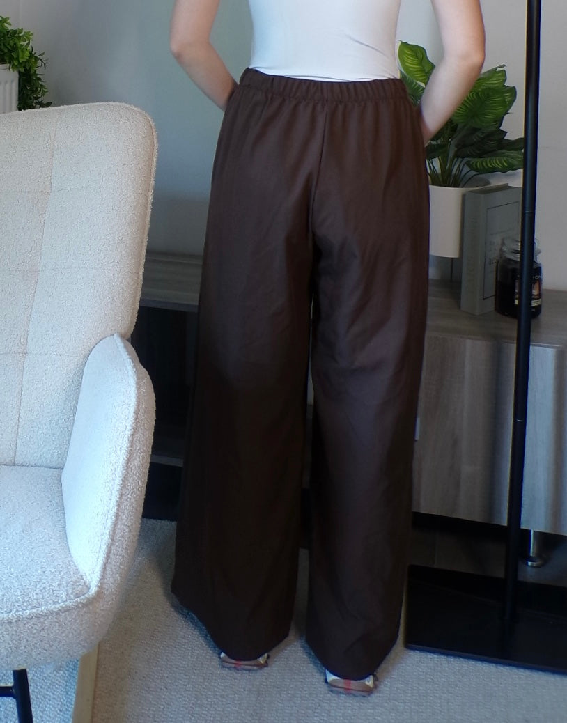 Pantalon large avec cordon de serrage - marron