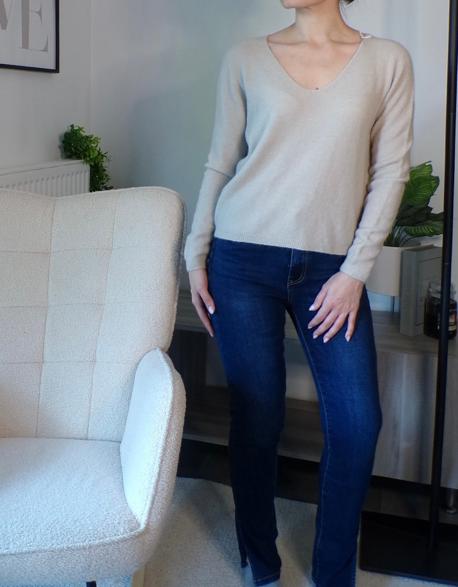 Pull en alpaga sans couture (beige)