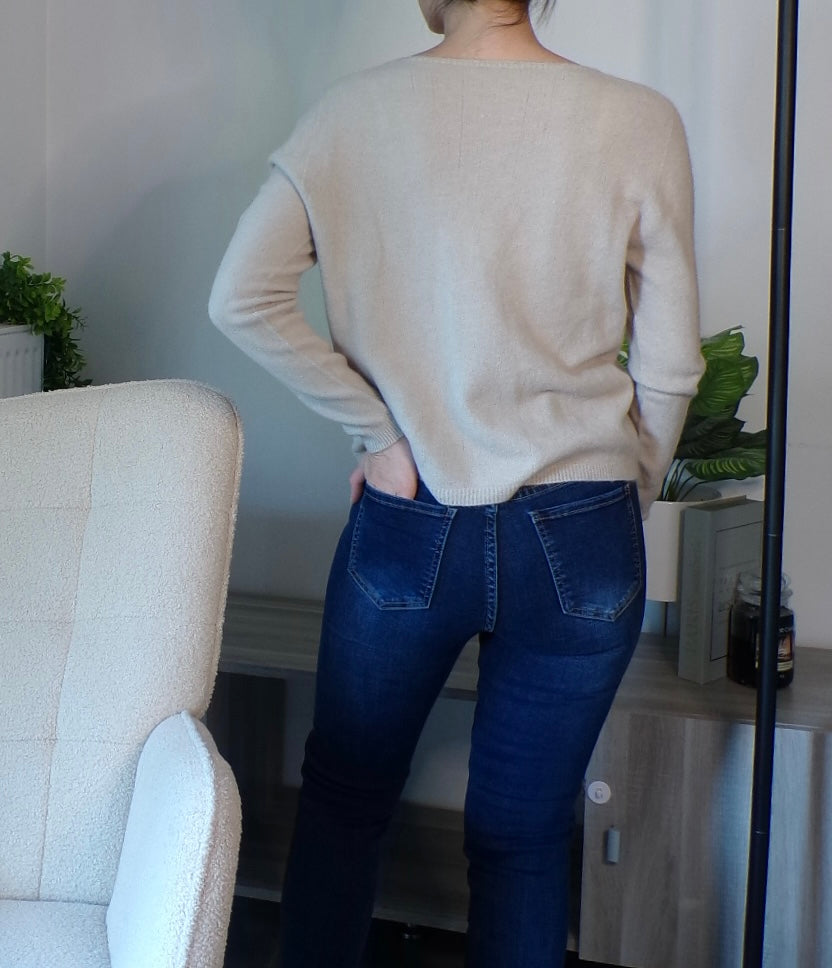 Pull en alpaga sans couture (beige)