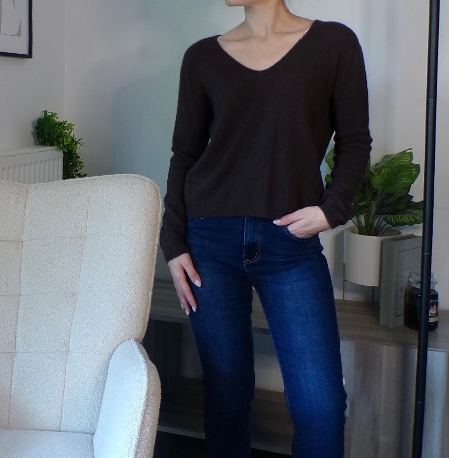 Pull en alpaga sans couture - chocolat