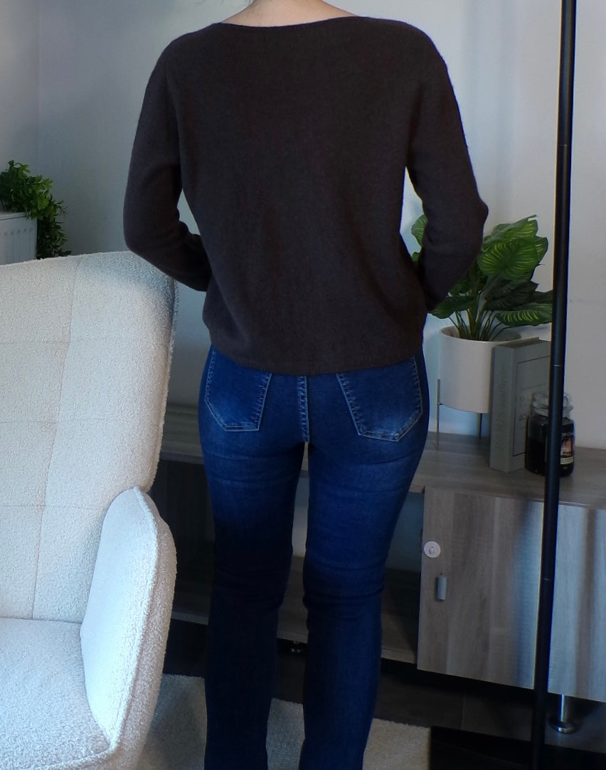 Pull en alpaga sans couture - chocolat