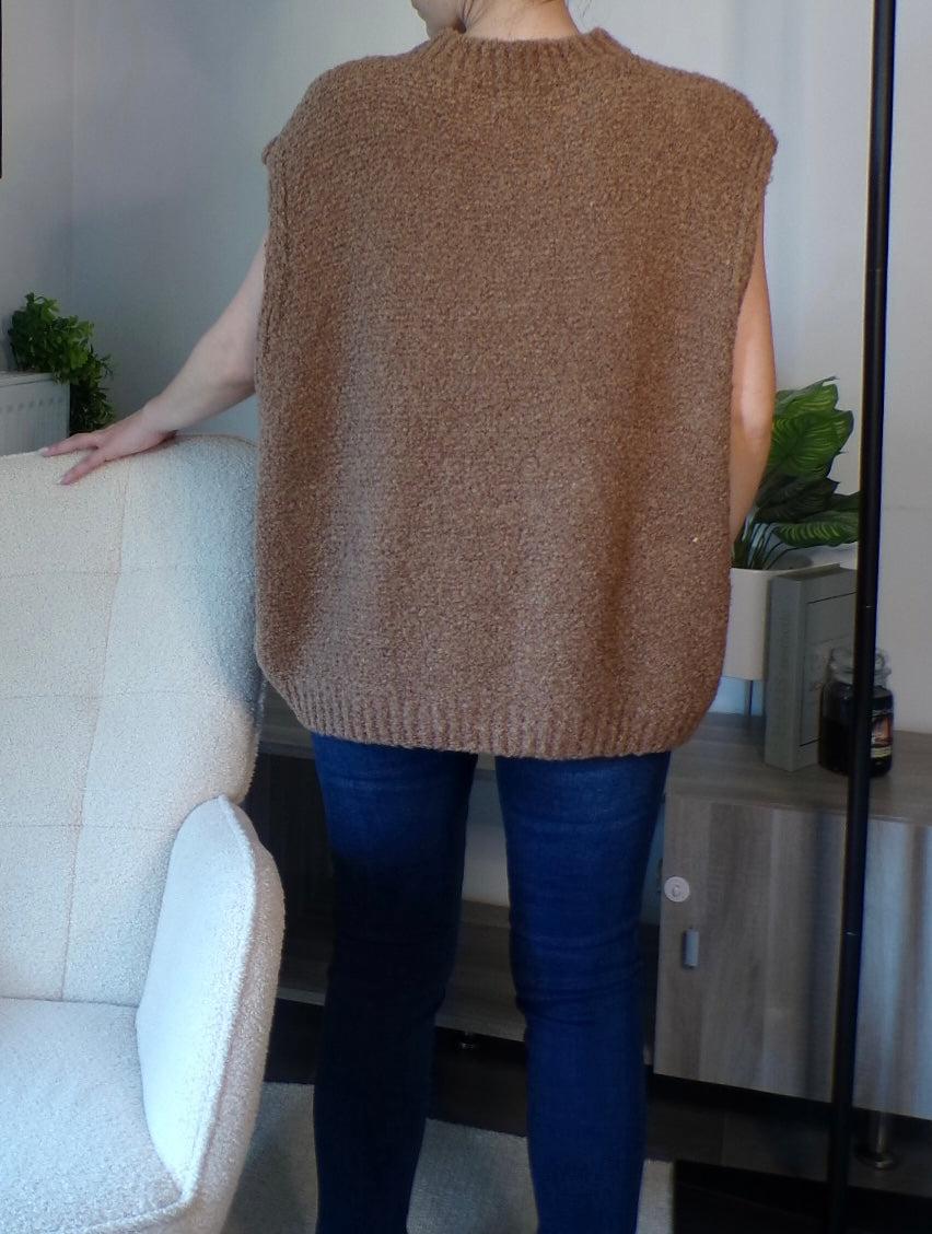 Pull sans manches effet teddy