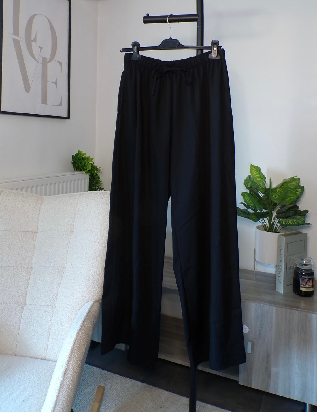 Pantalon large avec cordon de serrage - noir