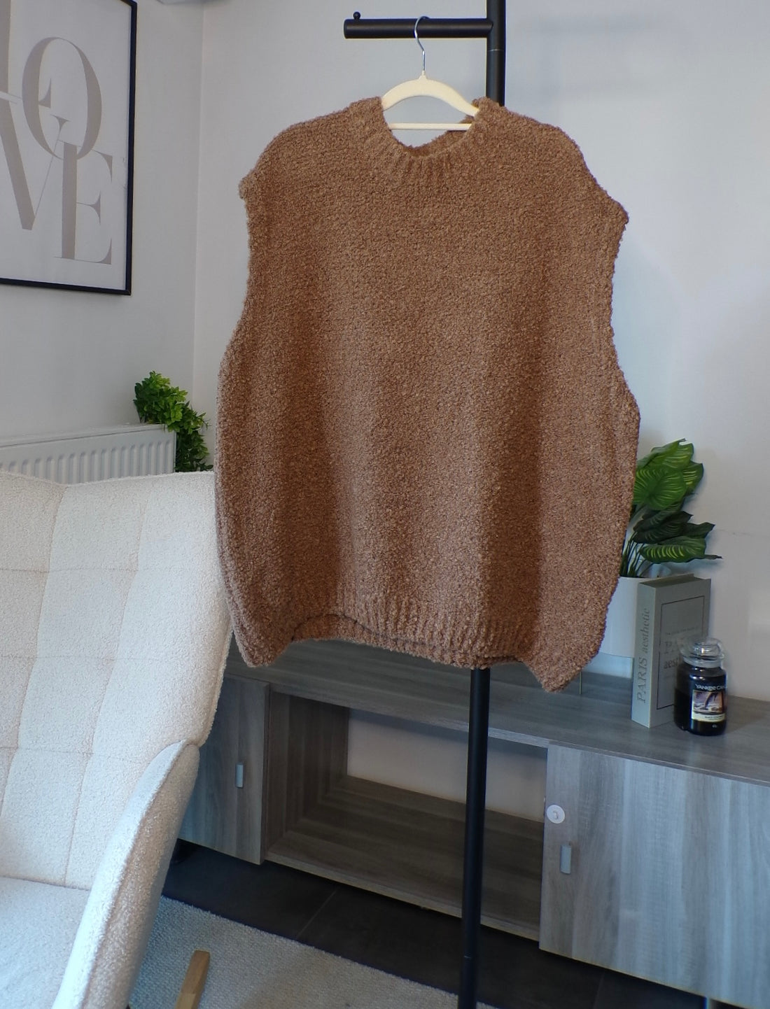 Pull sans manches effet teddy