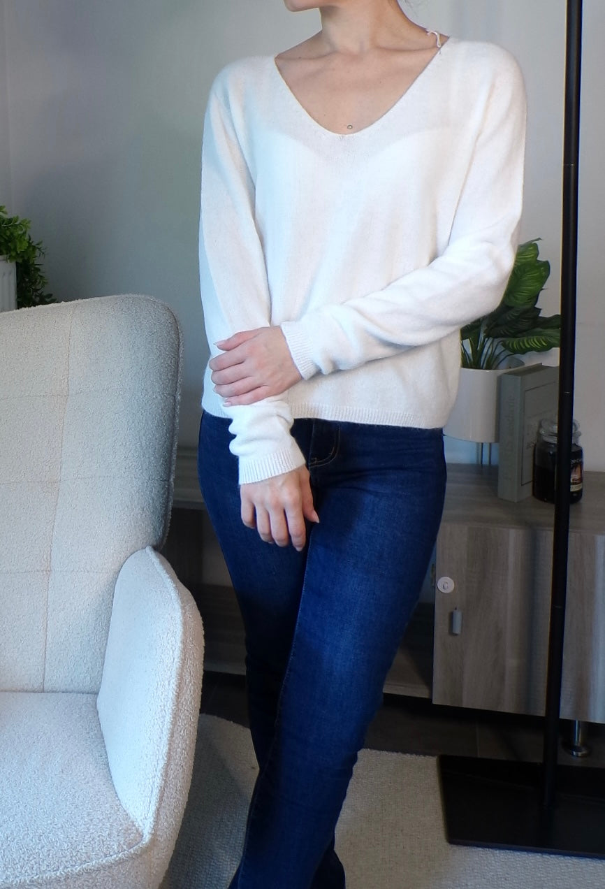 Pull en alpaga sans couture (blanc)