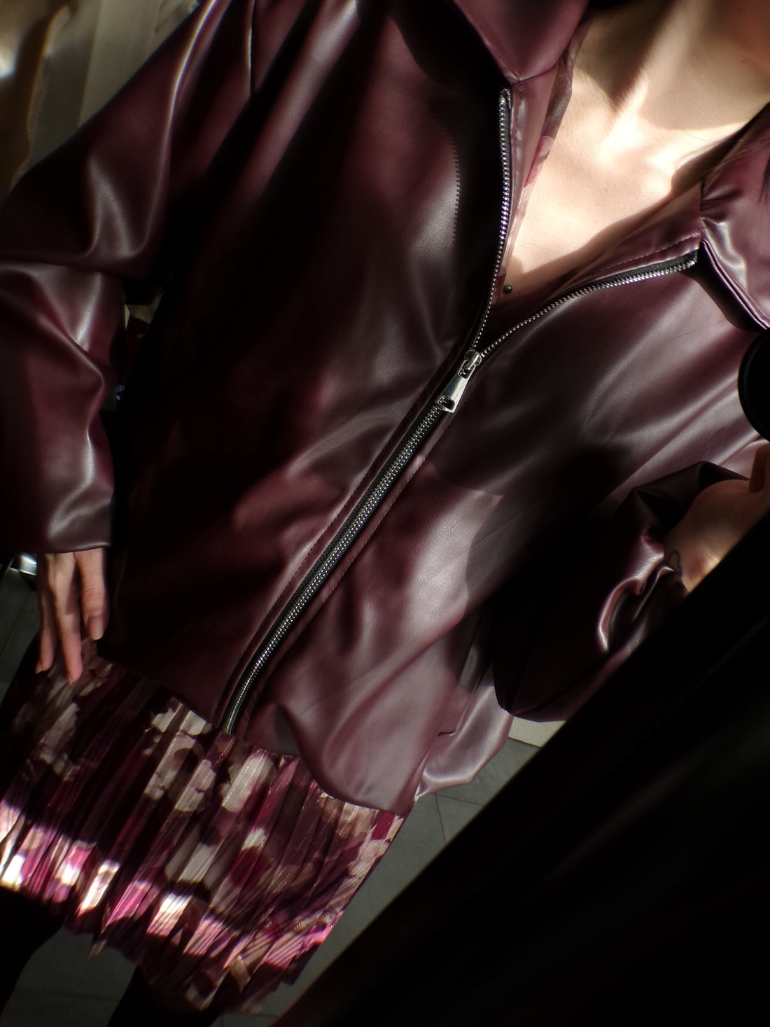 Bomber simili-cuir - bordeaux