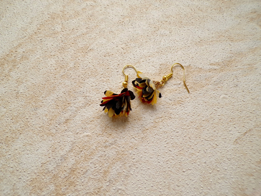 Boucles d’oreilles Fleurs tissu - Couleur d’Automne
