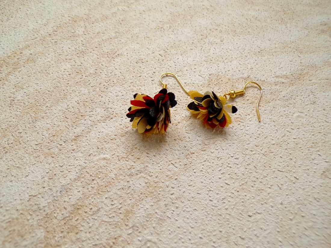 Boucles d’oreilles Fleurs tissu - Couleur d’Automne
