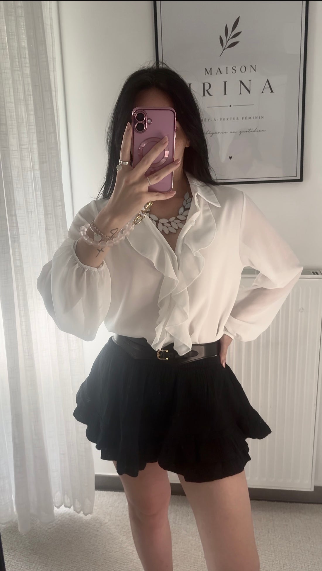 Chemise blanche à volants