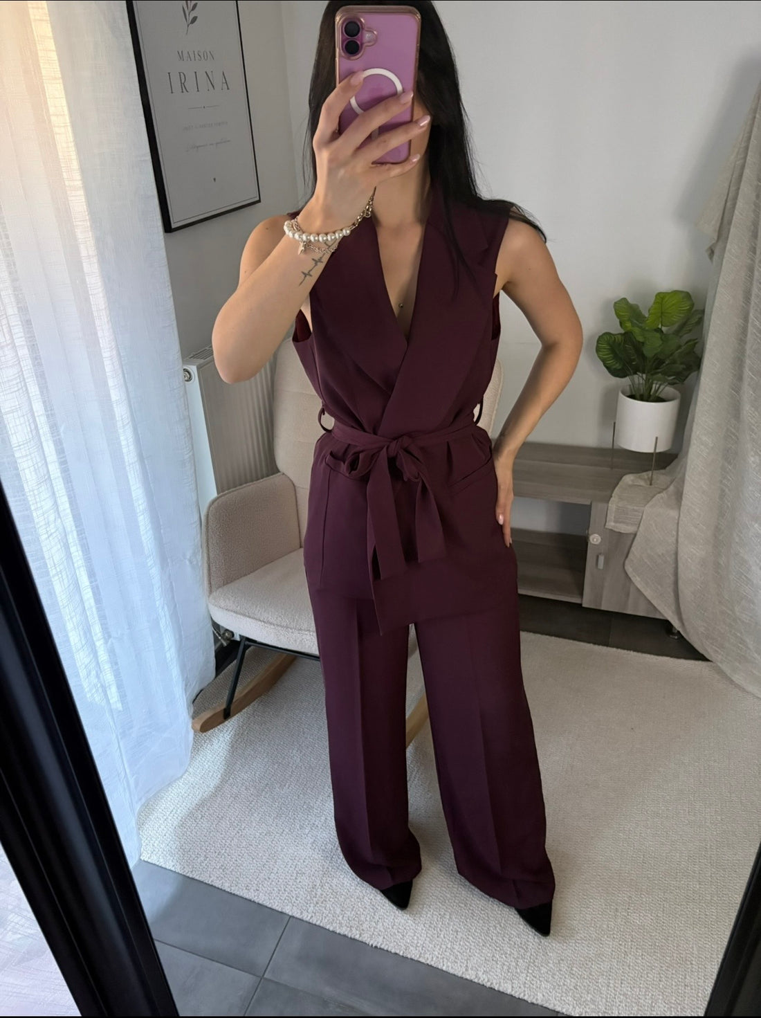 Ensemble élégant gilet sans manches & pantalon large